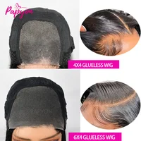 6x4 Perruque Cheveux Humain Sans Colle Perruque Lisse Pré-épilée Glueless Wigs Human Hair Drawstring Dentelle Frontale Perruque 4