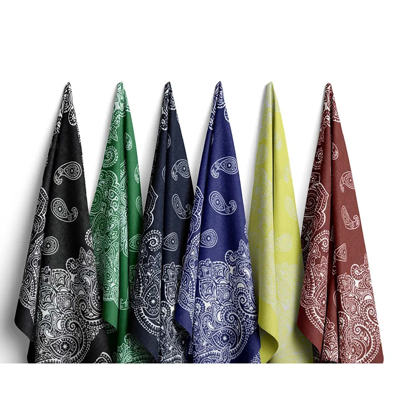 New Women Paisley Hip Hop Cashew Cotton Square Scarf Bandana Headband Kerchief Outdoor Unisex Wrist Wraps Face Mask Handkerchief