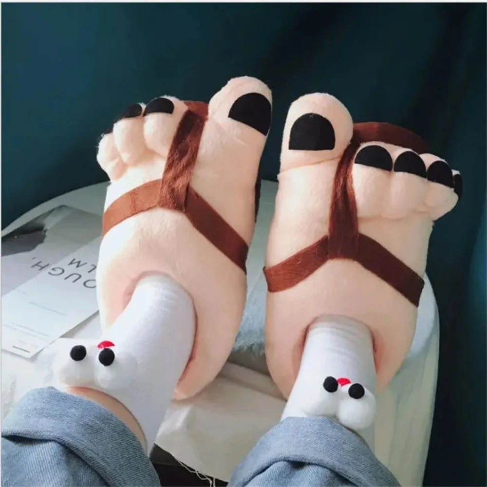 Men Women Winter Slippers Big Feet Creative Couples Funny Slippers House Slides Home Soft Warm Cotton Slider Slippers 2