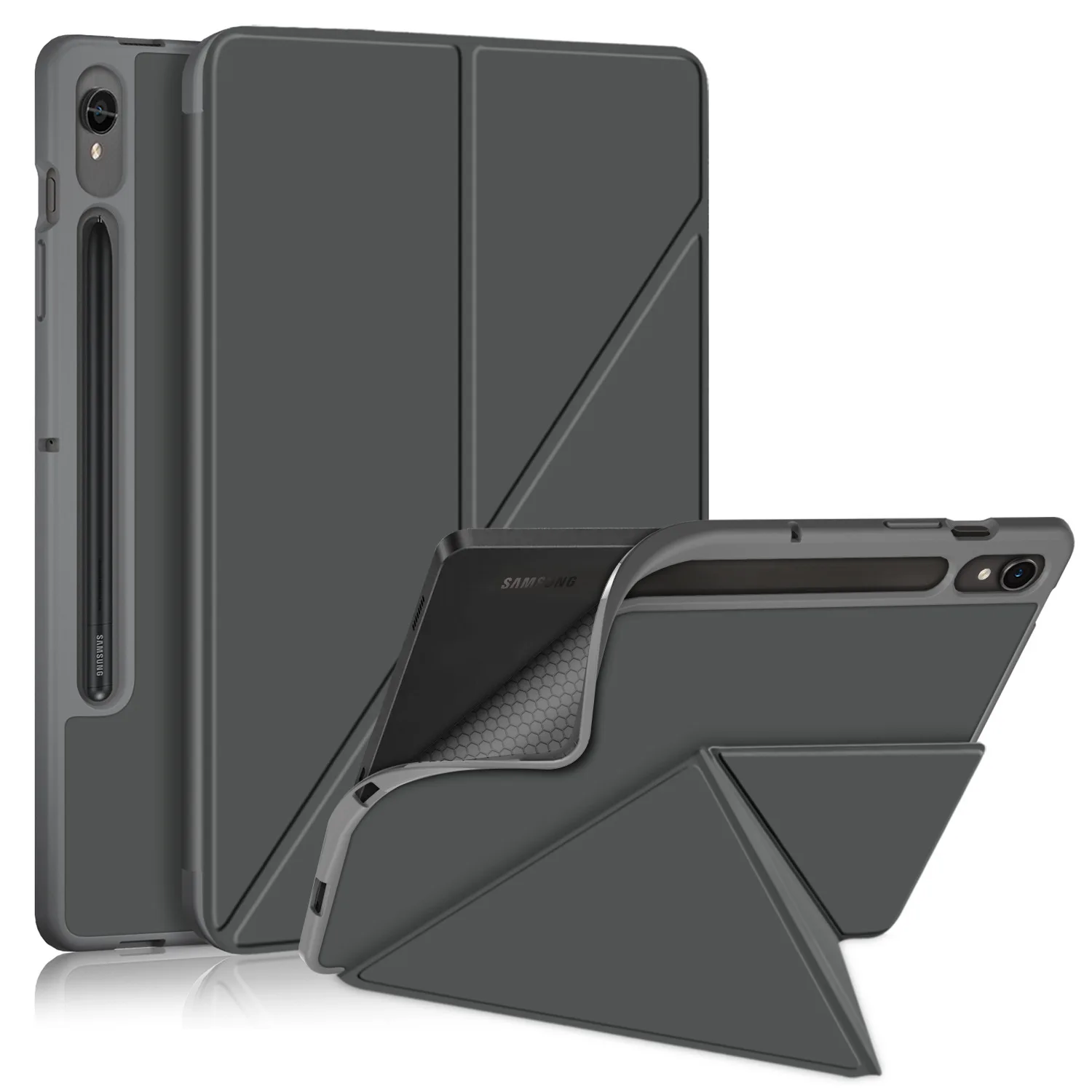 Premium TPU Foldable Stand Case with Pencil Holder for Samsung Galaxy Tablets