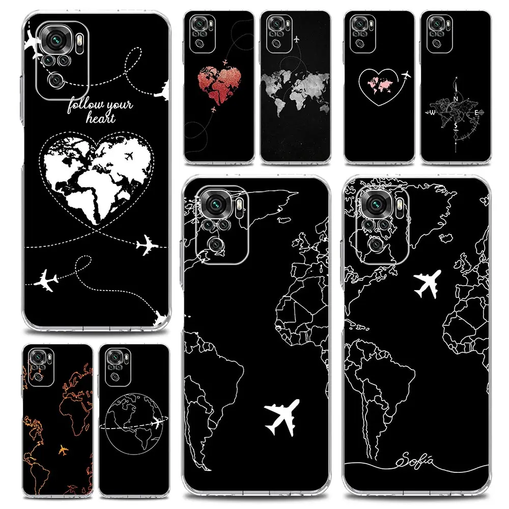 Cartoon World Map Scenery Direction Phone Case