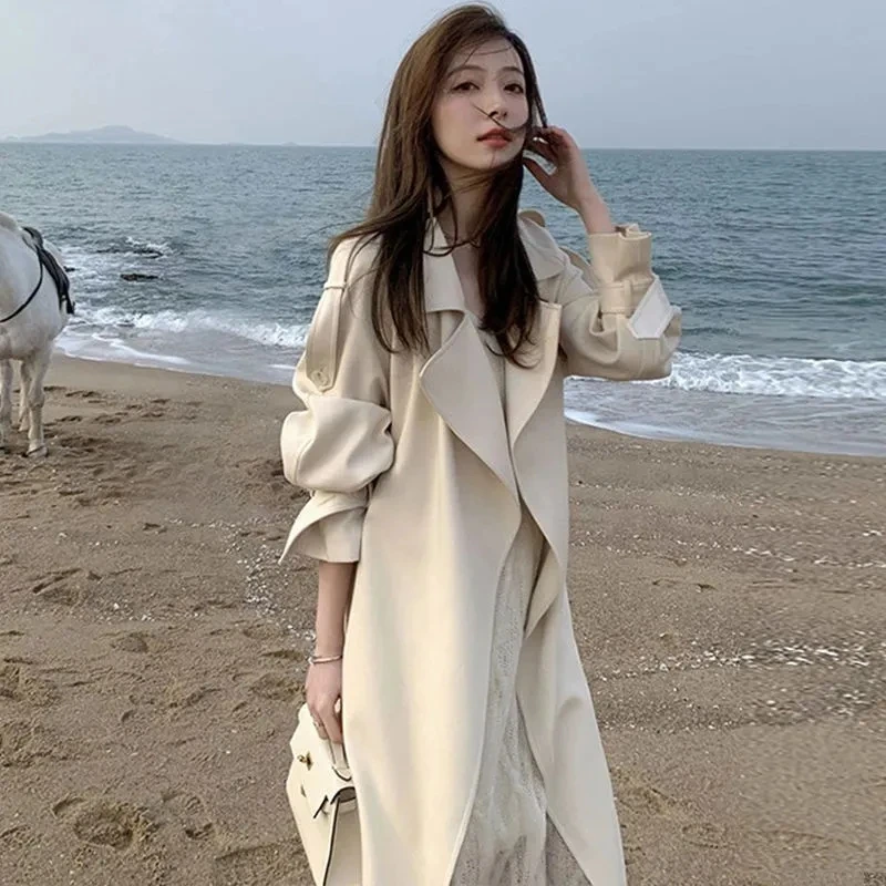 Female Long Windbreaker Coat Women's Spring and Autumn Jacket High Grade Draping Feeling Coat Mid length Trench Coat 2023 Belt
