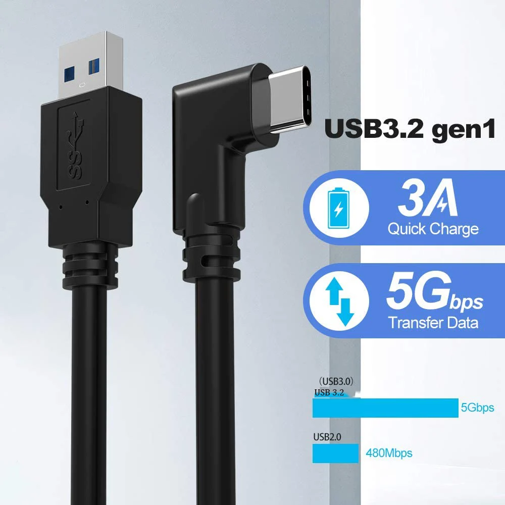 High-Speed USB3.2 Quick Charge Cable for VR Headsets - 3M/5M/6M