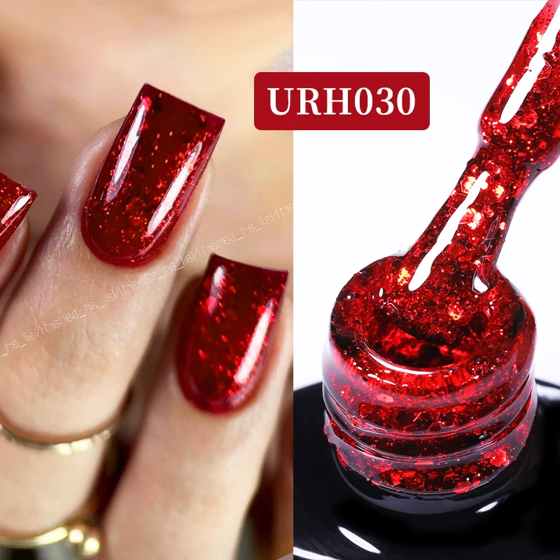 UR SUGAR 7ml Black Red Wine Glitter Gel Nail Polish Shinning Sequin Semi-permanent Varnish UV LED Gel Nail Art Manicure 3