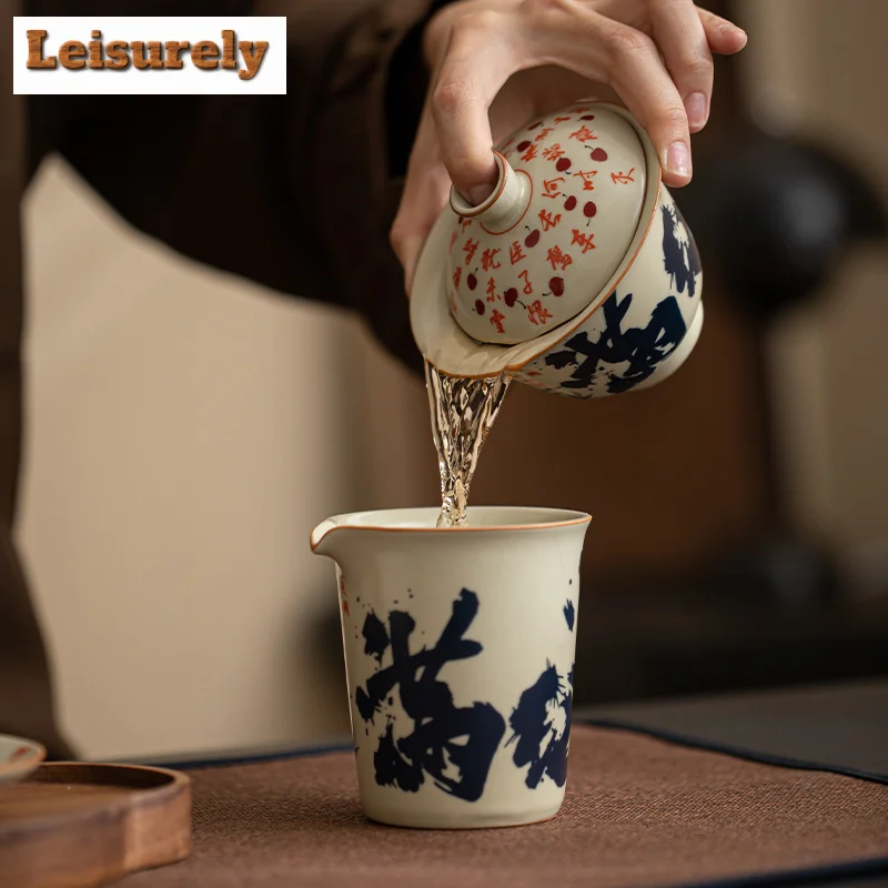 150ml Imitation Song Ru Kiln Gaiwan Retro Manjiang Hong Sancai Tea Tureen with Lid Tea Maker Cover Bowl for Teaware Ornaments