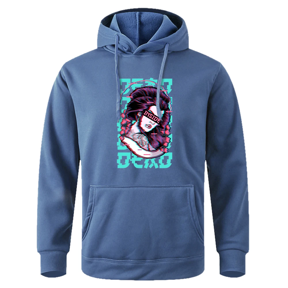 

Geisha Dead Inside Soft Grunge Vaporwave For Men Hoodie Comfortable Warm Hoody Fashion Classic Pullovers Basic Loose Male Hooded