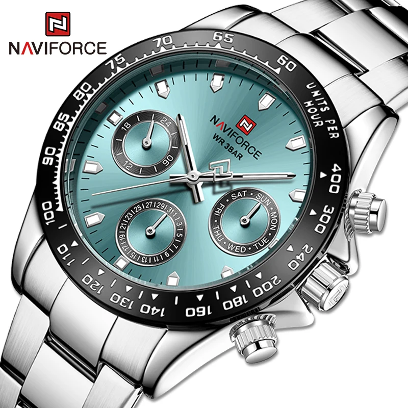 NAVIFORCE Топ бренд спортивные кварцевые часы роскошные золотые из нержавеющей стали