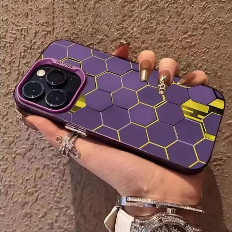 Sleek Honeycomb Matte Shockproof Phone Case with Laser Design