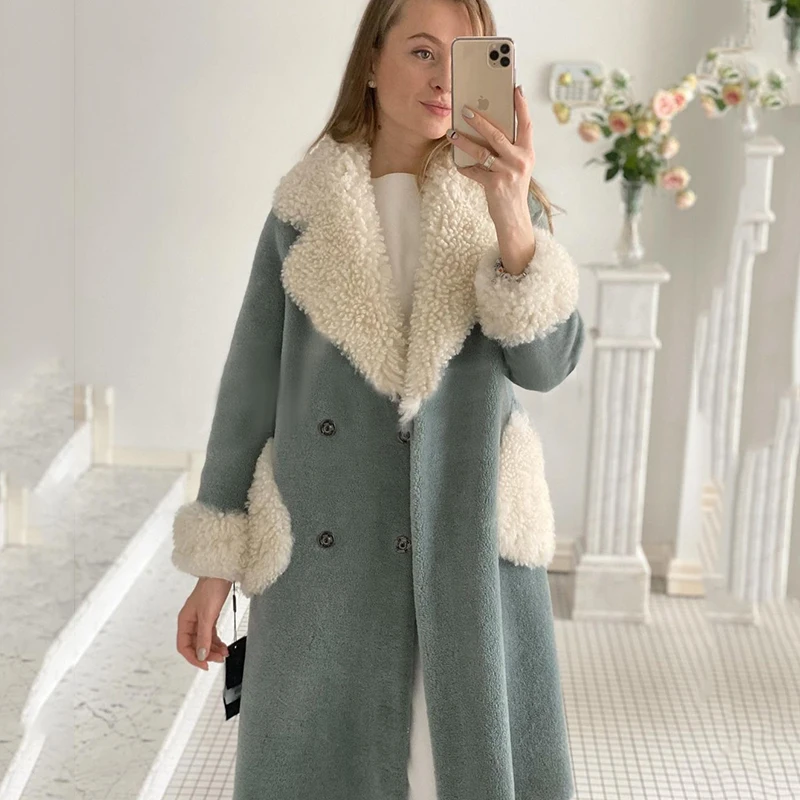 Woolen Coat Women Winter Jacket 2022 New Fashion Solid Mid Long Coats Warm Wool Coat Ladies Outerwear Overcoat Female Tops XL