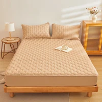 Waterproof Fit Sheet Solid Color Mattress Cover With Elastic Band Bedsheet Single Double Queen King Size Fitted Sheet 1