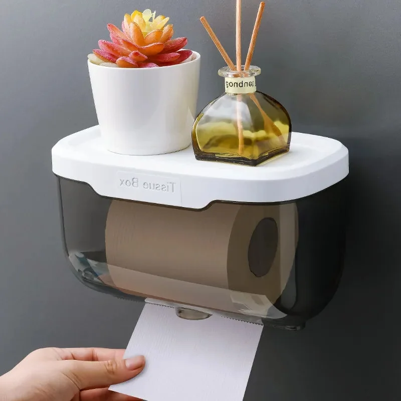 Toilet Paper Holder Waterproof Wall Mount Toilet Roll Paper Tube Storage Rack