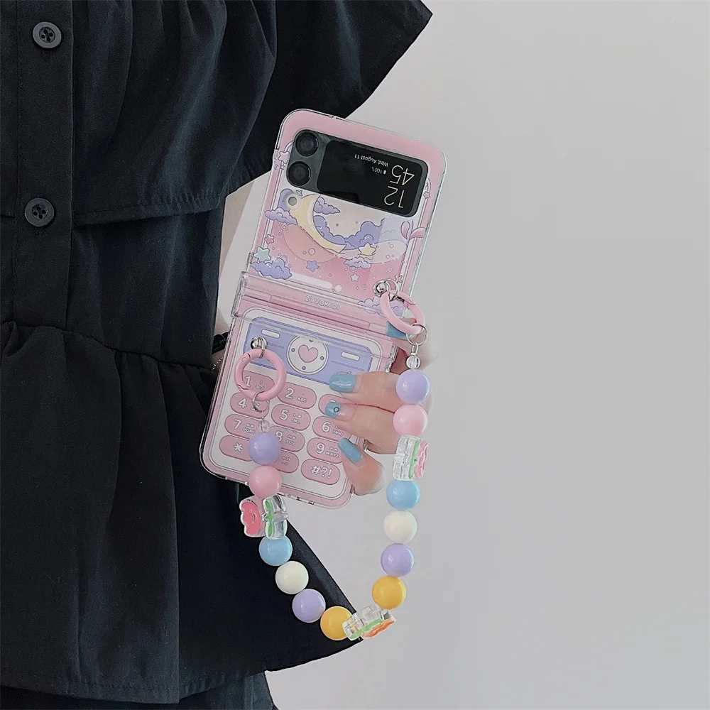 Stylish Cute Strap-Ins Korean Phone Case with Hand Chain Cover