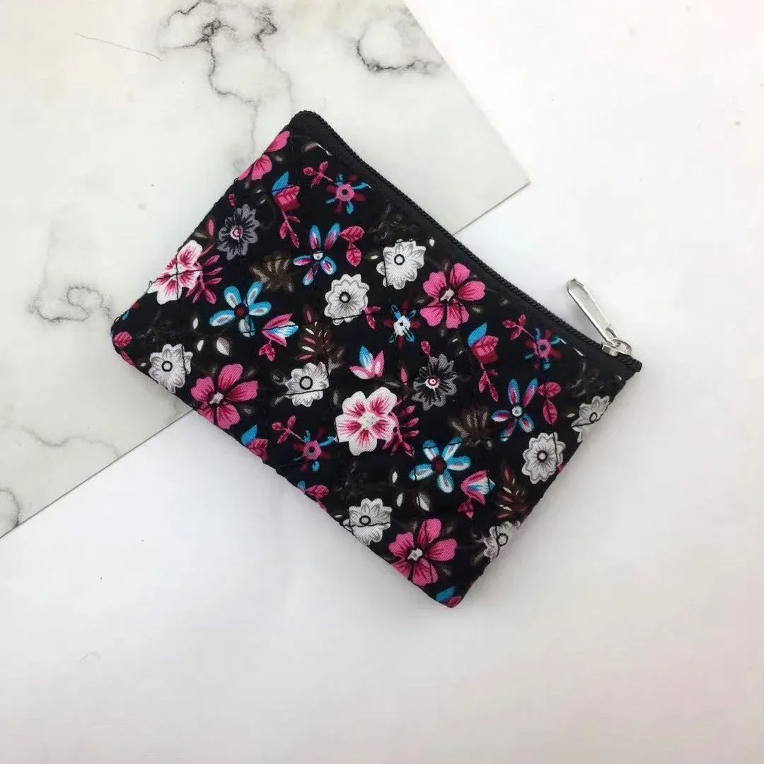 Korean Canvas Coin Purse for Women Mini Purse Fashion Zipper Ladies Small Money Wallet Floral Print Key Coin Storage Bag coin purse,coin wallet,women wallet,change bag