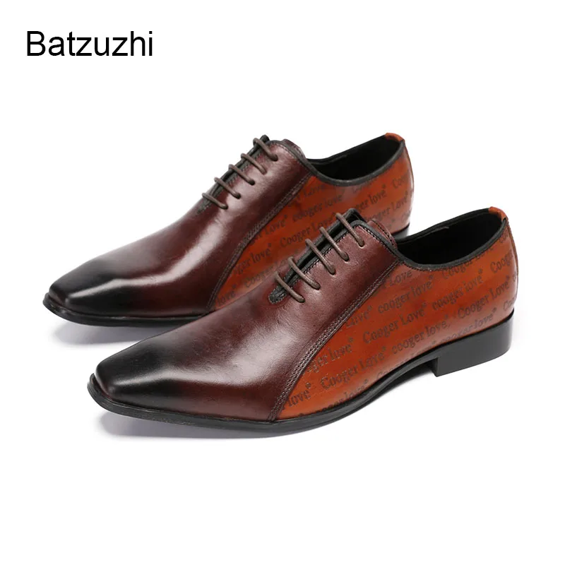 

Batzuzhi Formal Business Leather Dress Shoes Man Lace-up Fashion Brown Shoes for Man Oxfords, Big Sizes US6-12