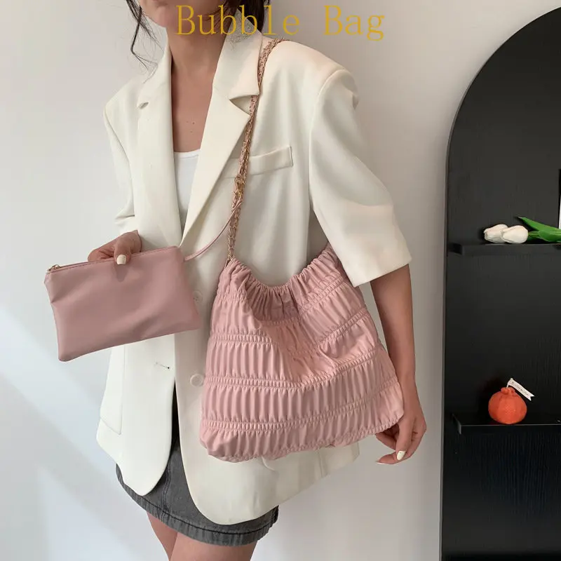 

2023 new Cream puff bag girl cloud pleated handbag autumn fashion cloth bag one shoulder dumpling sweet and cool underarm bag