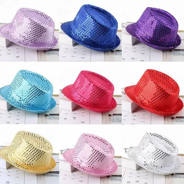  - 12 Colors Men Women Jazz Hat Sequins Decorated Stage Dance Performance Party Holiday Hat