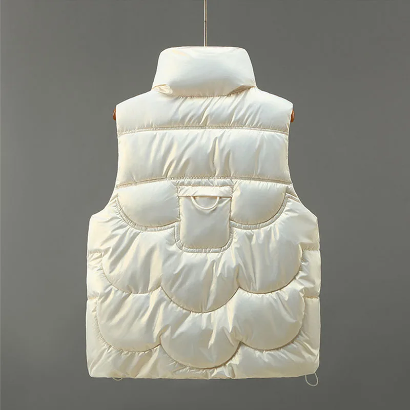 2023 Autumn Winter Down Cotton-padded Vest Jacket Women Waistcoat Thicken Sleeveless Tank Top Female Loose Stand-up Collar Coats