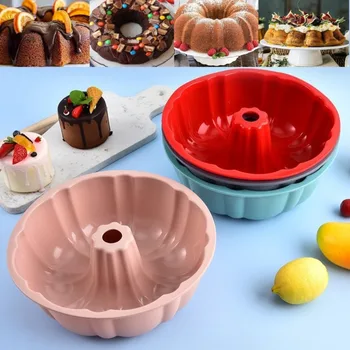10inch Cake Pan Non-Stick Silicone Bakeware Fluted Round Baking Mold for Oven Home Kitchen Premium Reusable Easy Release