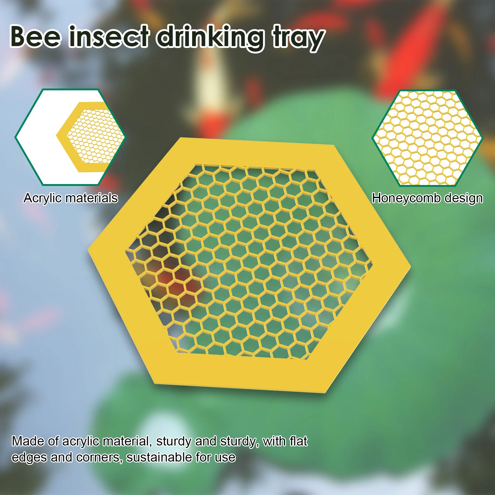 3 Pcs Floating Bee Island Waterer Acrylic Bee Waterer Colorful Watering Cups Hexagonal Structure Watering Station