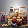 Mason Candy Jar For Spices Glass bamboo Cover Container Glass Jars With Lids Cookie Jar Kitchen Jars And Lids Wholesale 6