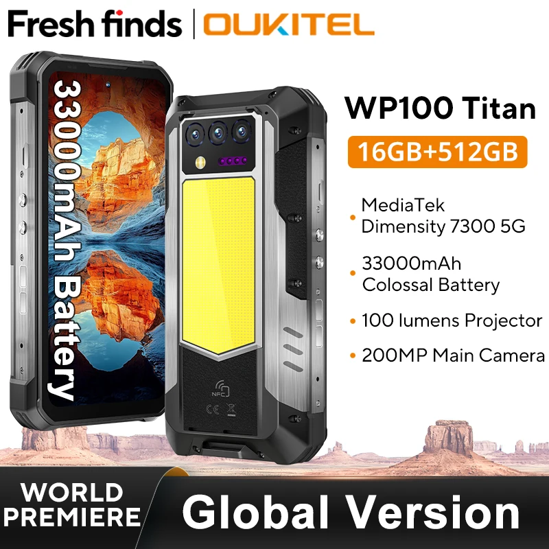 世界初】Oukitel WP100 Titan 頑丈な携帯電話 33000mAh 66W 充電