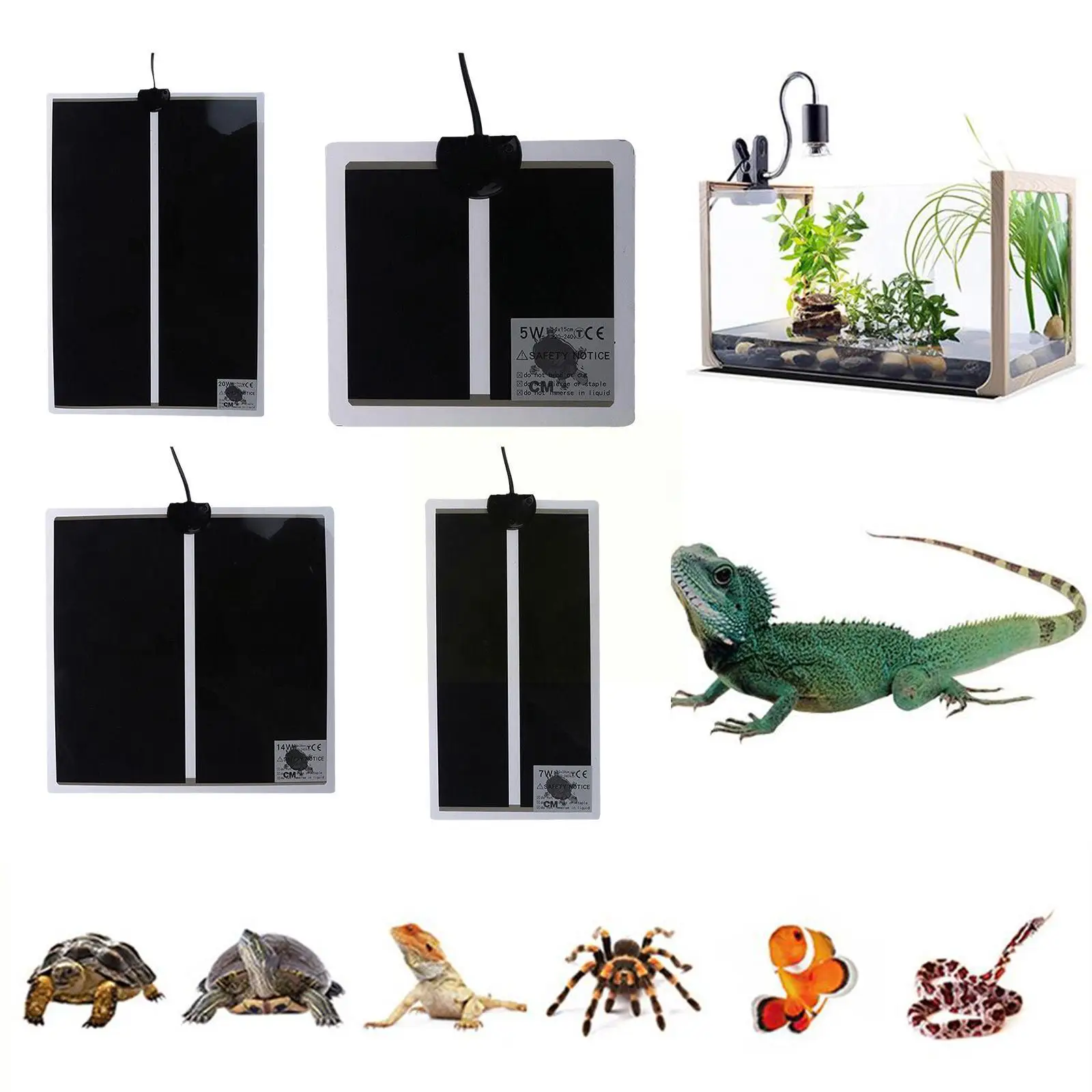 5W 7W Reptile Pet Heating Pad With Thermostat Controller Terrarium