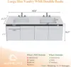 60" LED Floating Bathroom Double Vanity with Sink Combo, Modern High Gloss Wall Mounted Bathroom Storage Cabinet with 3 Hole 2