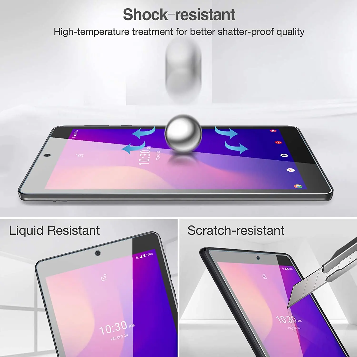 2 Pack Tempered Glass Film Protection Shield Screen Protector for Alcatel Joy Tab 2 2020 (Model: 9032Z) / Alcatel 3T Tablet 8“ 3