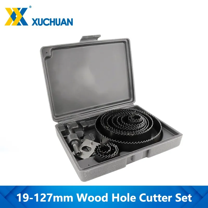 Hole Saw Cutting Set Carbon Steel Hole Saws Drill Bit 8/11/16pc For Wood Cutting Core Drill Bit 19-127mm Woodworking Hole Saw