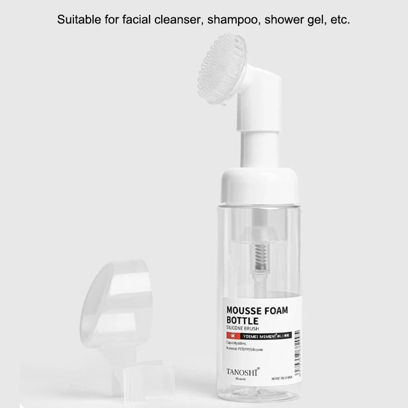 Silicone Brush Foaming Pump Bottle – Empty Face Cleaning Container (1PC, Multiple Sizes)