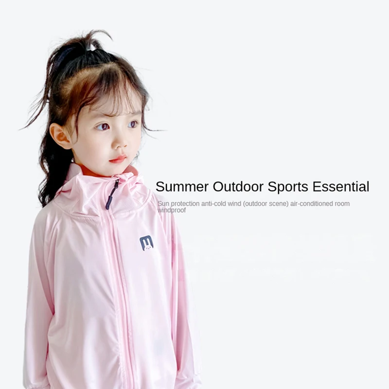 Ice Thin Children Outdoor Sunscreen Clothing Boys Breathable Hoodie Girls Summer Cycling Sunscreen Jacket Multicolor Kid Clothes