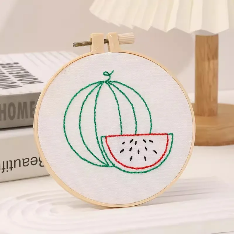 Embroidery DIY Material Package Kit Children Pattern Needlework Craft Suitable For Beginners Cross Stitch Crafts (With Hoop)
