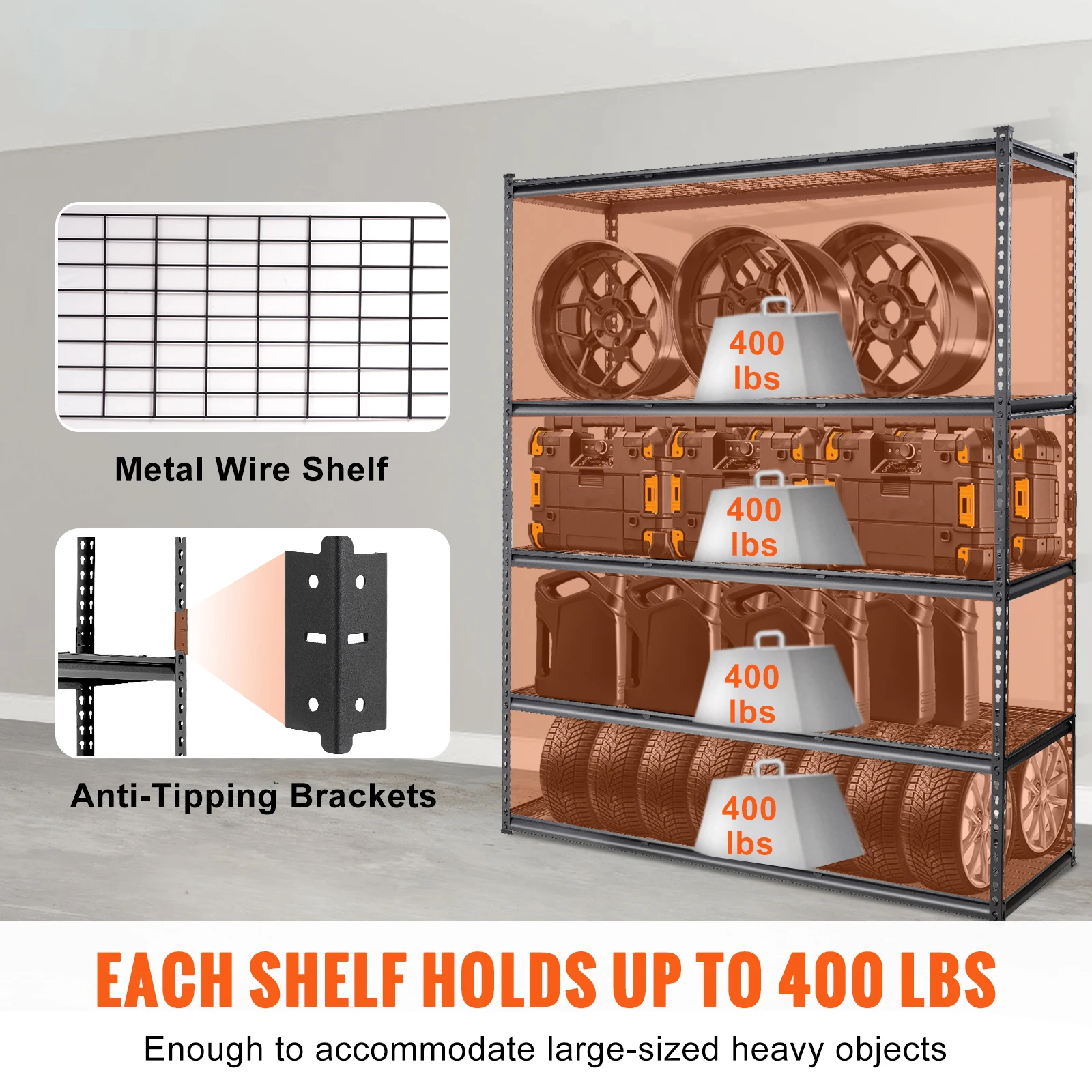 Heavy Duty Metal Storage Shelving Unit for Garage and Warehouse