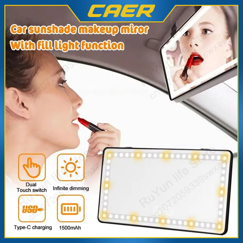 LED Make-up Spiegel Für Auto - Kosmetikspiegel Mit 3 Lichtfarben & Fernbedienung