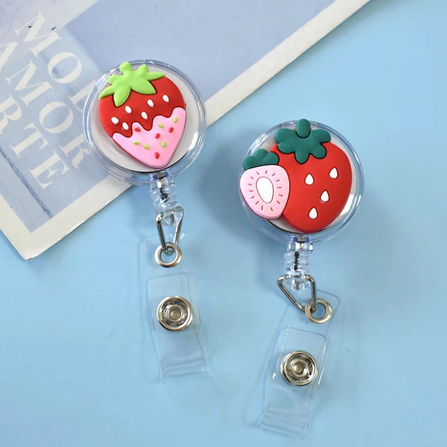 1pcs Fruit Avocado Cherry Strawberry Style Retractable Card Holder