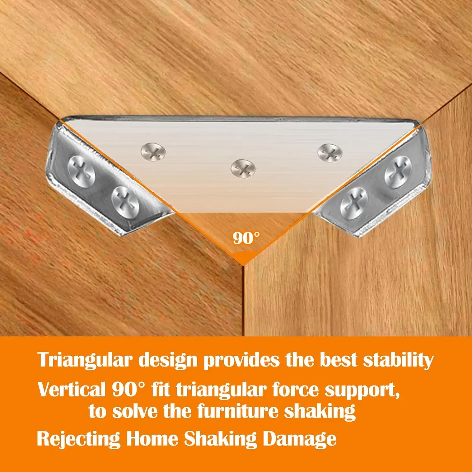 10/1set Corner Brackets Stainless Steel Furniture Angle Shelf Connector Cabinet Support Fixing Frame Corner Brace with Screw