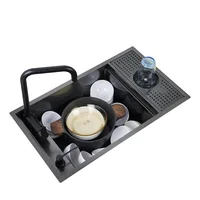 304 Stainless Steel Kitchen Sink Concealed Folding Faucet With Cup Washer Coffee Shop Milk Tea Bar Toilet Bathroom Sink 2