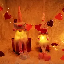

Valentine’s Day Light Up Gnomes Happy Easter Plush Decoration Elf Ornament for Table Decor Present Gifts for Girlfriend Kids