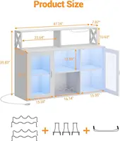 Wine Bar Cabinet with Wine Rack Glass Holder Coffee Bar Storage Cabinet with LED Lights for Home Kitchen Living Room Dining Room 6