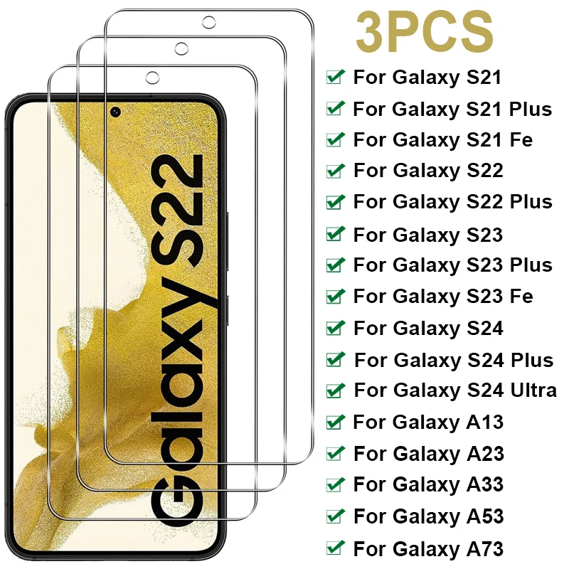 3PCS Gehärtetem Glas Für Samsung Galaxy S22 S23 Plus S24 Ultra S21 Fe Screen Protector Für Samsung A53 A13 a23 A33 A03S A73 Glas