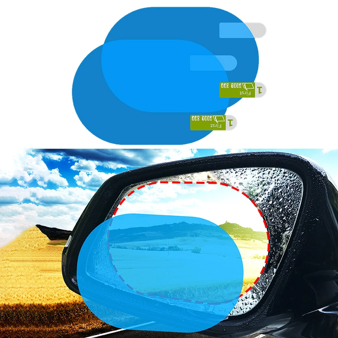 Car Rain proof Sticker Film Car Rearview Mirror Window Glass Clear Film