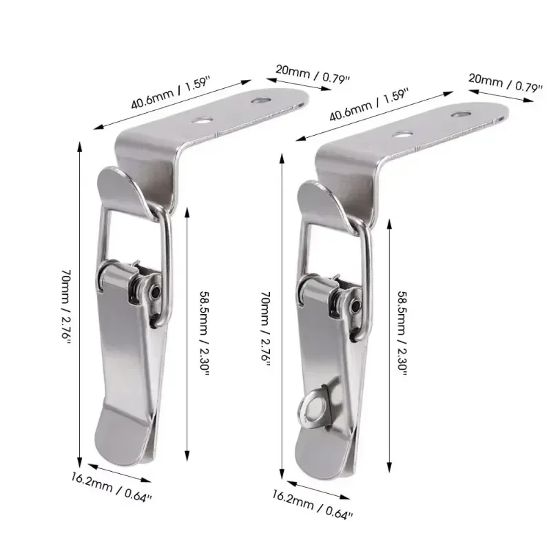 16/2PCS 90 Degree Box Closure Lock Duck-mouth Buckle Hook Spring Loaded Draw Toggle Hasps Clamp for Cabinet Door Metal Clasps toggle latches,jewelry box hasps,decorative latches,furniture hardware,buckle clamp