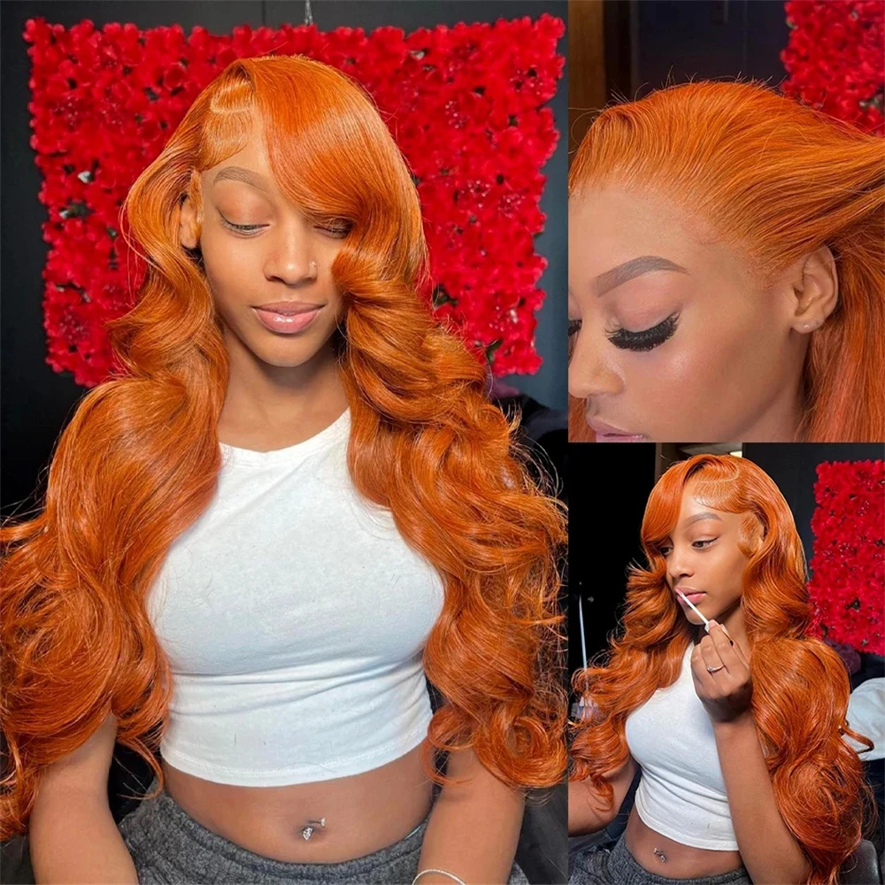 Ginger Orange Body Wave Lace Frontal Wig 13x4 Lace Front Wigs Brazilian 13x6 Human Hair Wig For Women 250% High Density HD