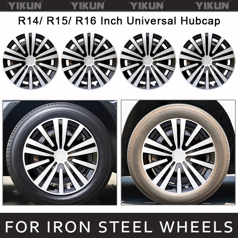 

4pcs Universal Wheel Cover Hubcap Replacement R14 R15 R16 Inch Hub Caps Wheel Rim Cover ABS Tire Accessories Snap On SUV Truck