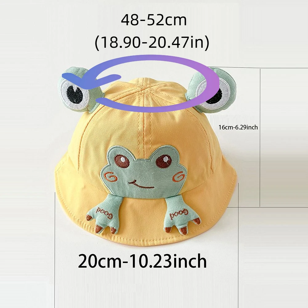 Sweet Korean Style Cartoon Frog Bucket Hat Mesh Cotton Baby Sun Protection Hat Sunscreen Breathable Children Fishman Hat Boys