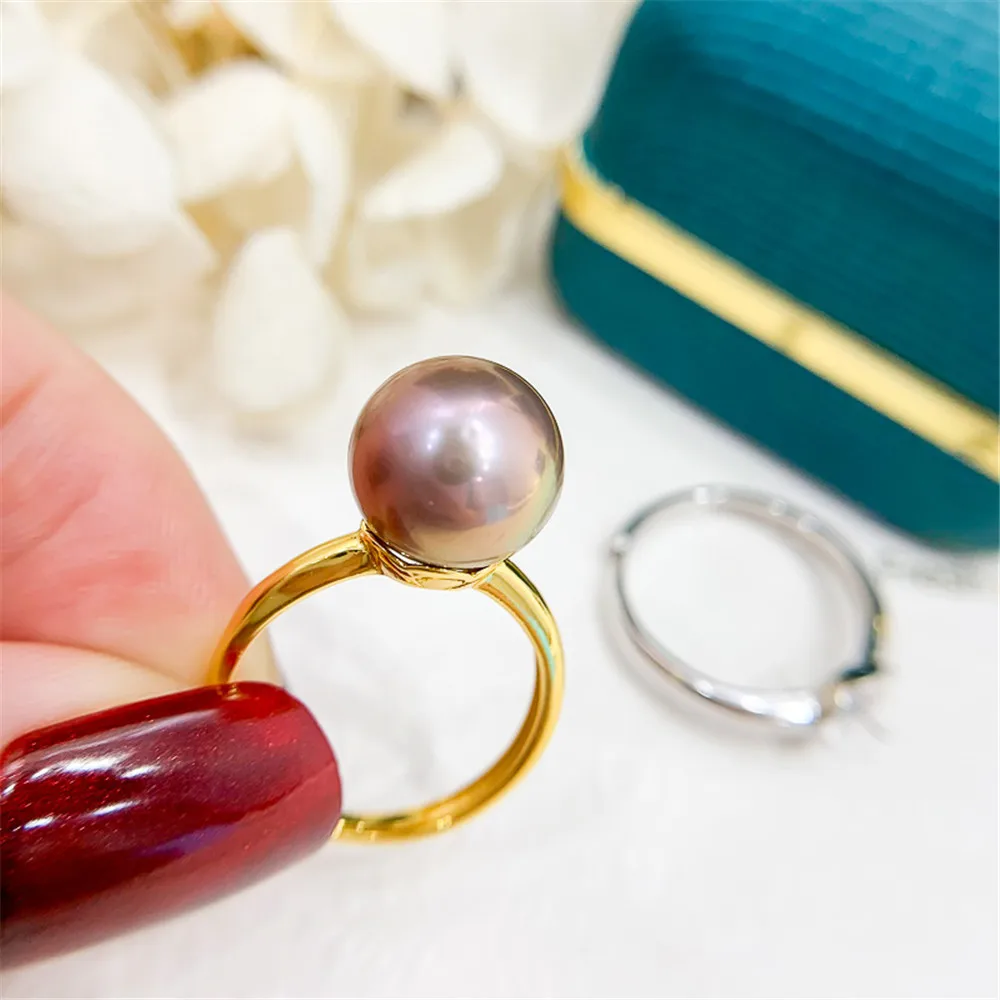 

DIY Pearl Accessories S925 Sterling Silver Ring Empty Set K Gold Edition Ring Silver Set with 10-113mm Beads