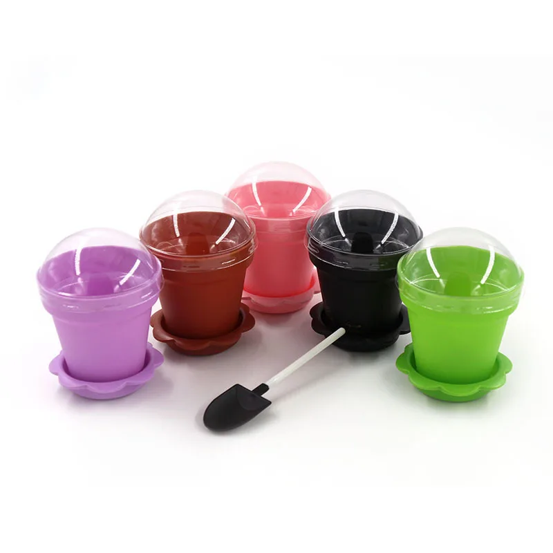 Description Picture 4 of item10/20/50pcs Flowerpot Cake Disposable Cups with Lid Shovel Scoop Bottom Plastic Yogurt Cup Dessert Container Ice Cream Mousse