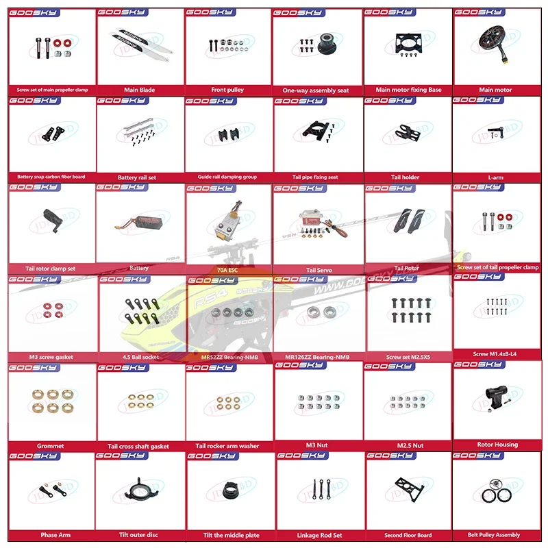 Goosky Rs4 Pezzi Di Ricambio Per Elicottero Lame Principali Alloggiamento Del Rotore Della Lama Di Coda Servomotore Esc Per Elicottero Rs4.