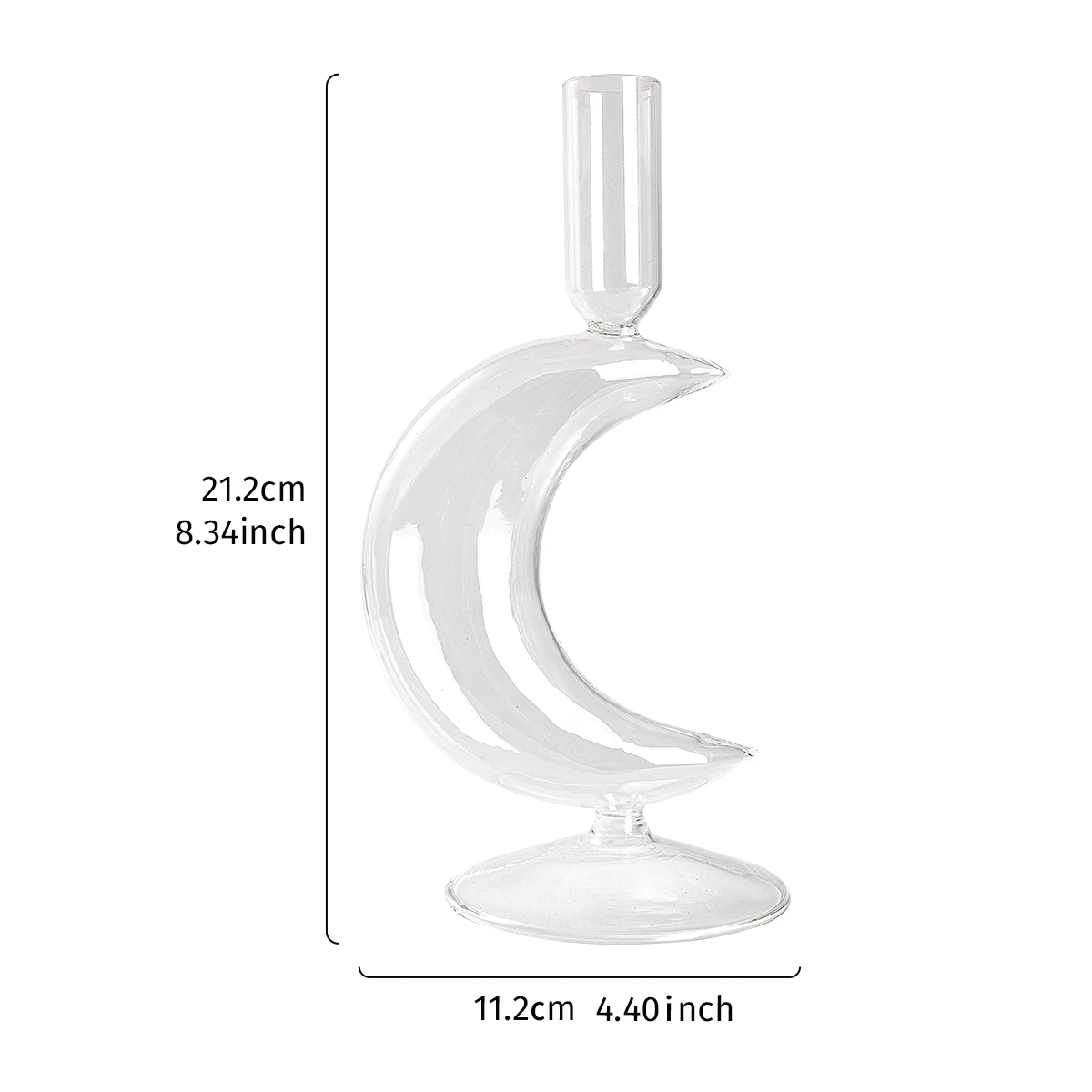 1PC, simple crescent-shaped transparent candlestick, suitable for festival candlesticks, restaurant and hotel decoration