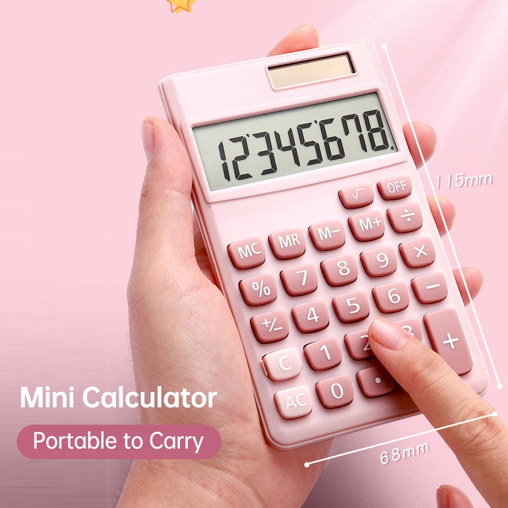 【Sale】Mechanical Calculator 8 Digit Large Solar Power  LCD Display Big Button Cute Candy Colored Calculator Suitable for Office